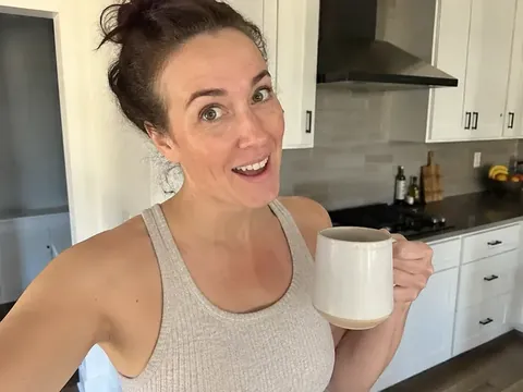 Sarah K. with her morning coffee